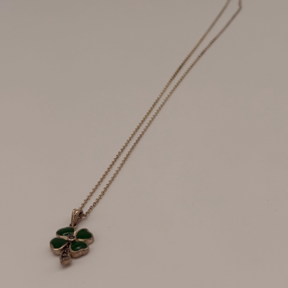 Sterling silver 925 Green Clover Pendant Necklace